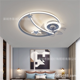 新款跨境卧室风扇灯吸顶灯现代家用带电扇led灯创意个性房间灯