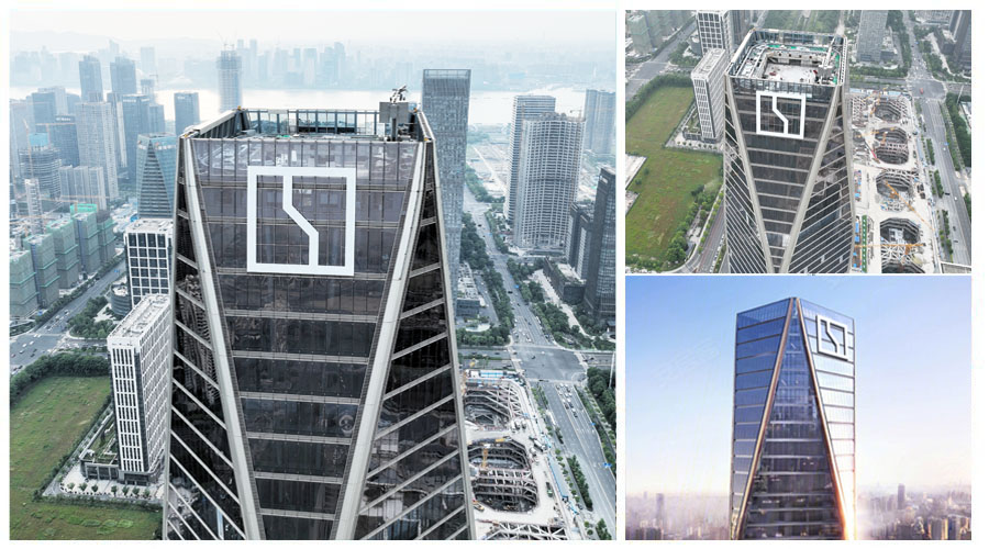 杭州第二高楼极氪望朝中心288米幕墙发光字 杭州第二高楼极氪望朝中心288米幕墙发光字